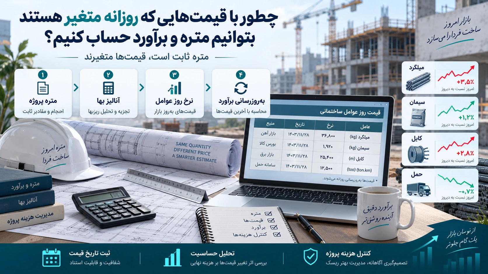 چطور با قیمت‌هایی که روزانه متغیر هستند متره و برآورد حساب کنیم؟